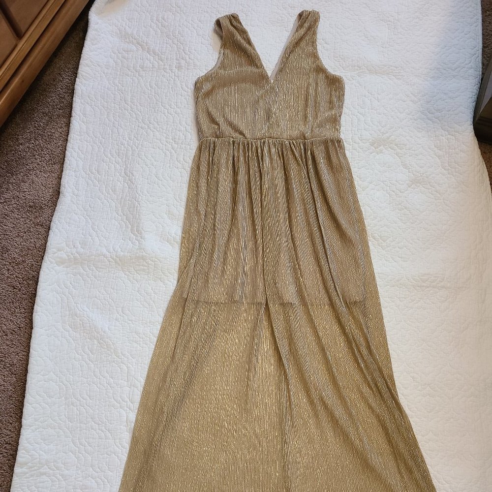 Gold Metallic Maxi Dress-Small/Medium